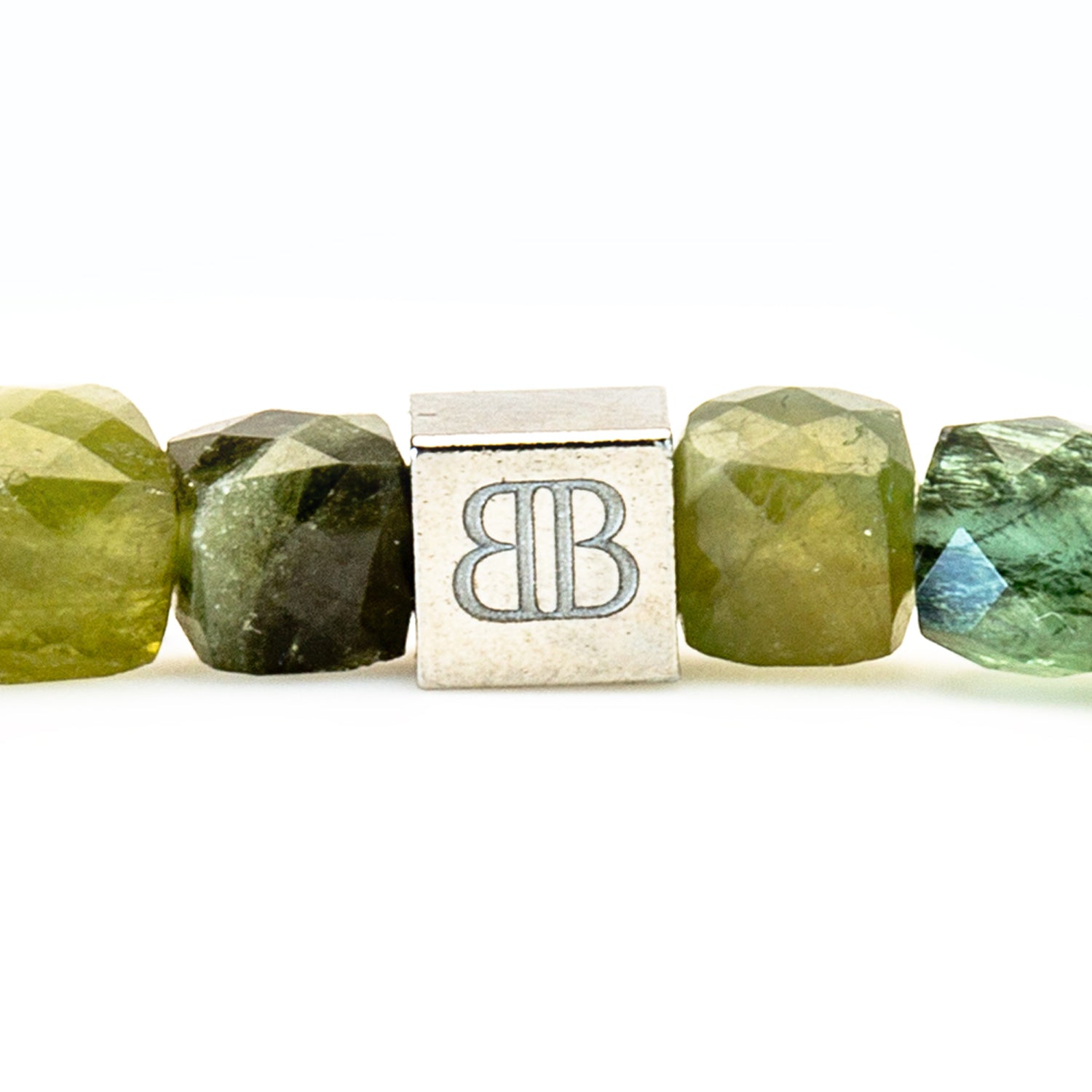 Grüner Turmalin Cube Armband facettiert 4 mm- Oktober Geburtsstein - BONES & BUDDHAS