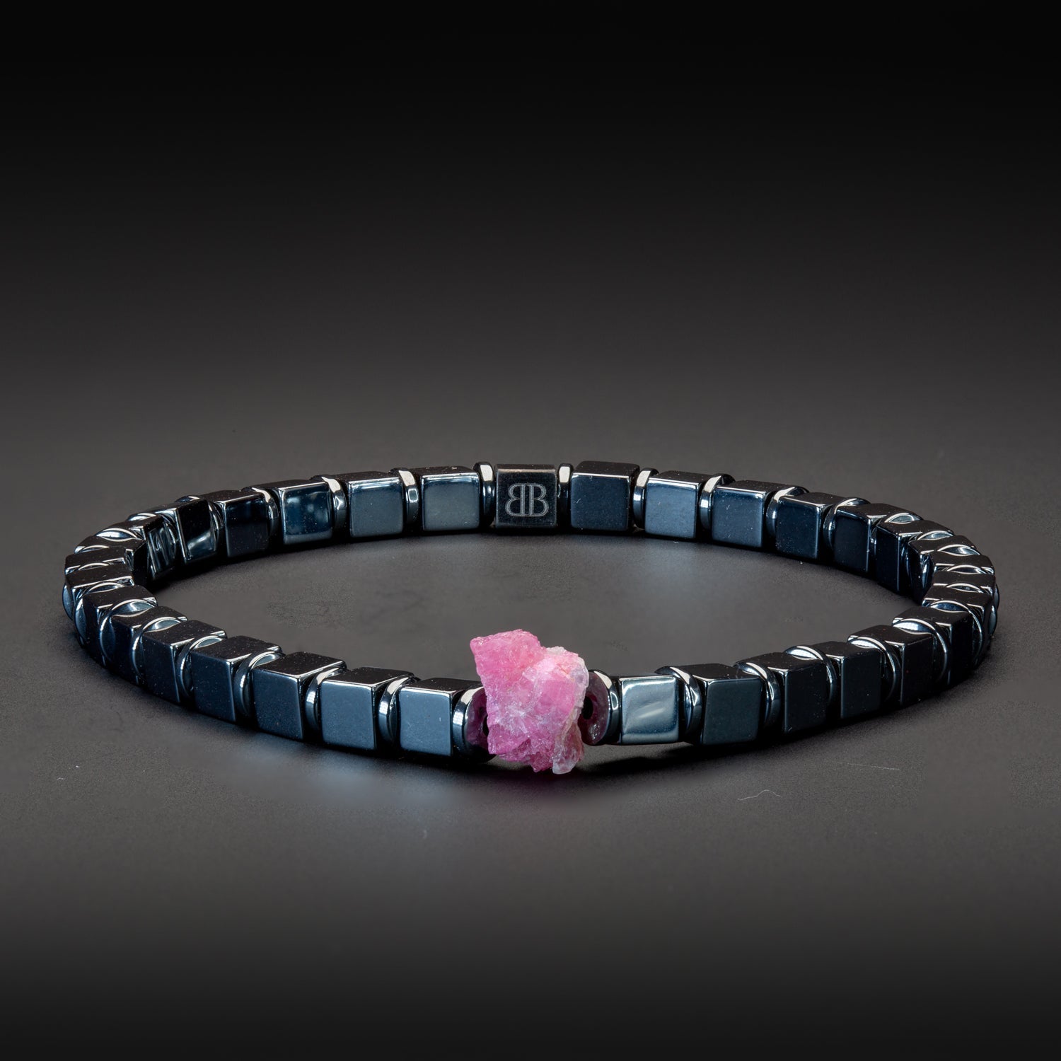Turmalin und Hämatit glossy Armband 4mm- Oktober Birthstone - BONES & BUDDHAS