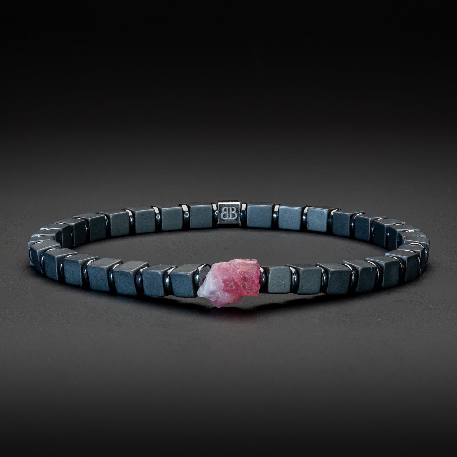 Turmalin und Hämatit matt Armband 4mm-Armband-Set (Oktober Geburtsstein) - BONES & BUDDHAS