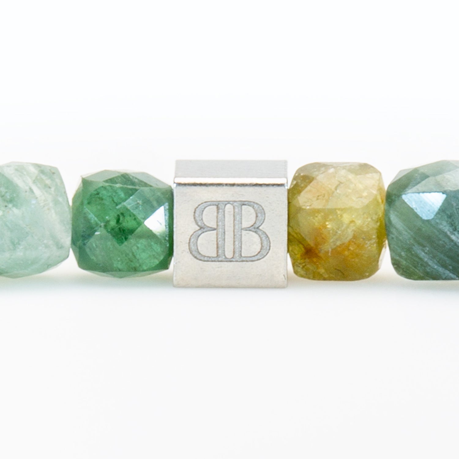 Pink Green Turmalin Cube Armband facettiert 4 mm- Oktober Geburtstein - BONES & BUDDHAS