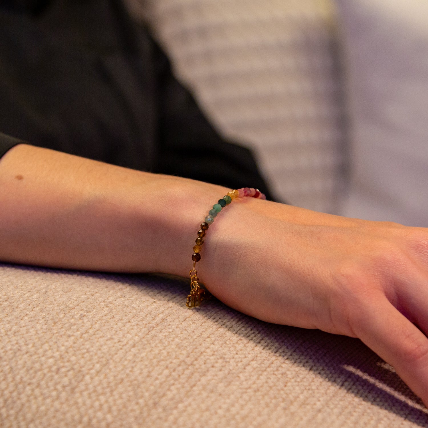 Turmalin Armband facettiert 3mm- Oktober Birthstone - BONES & BUDDHAS