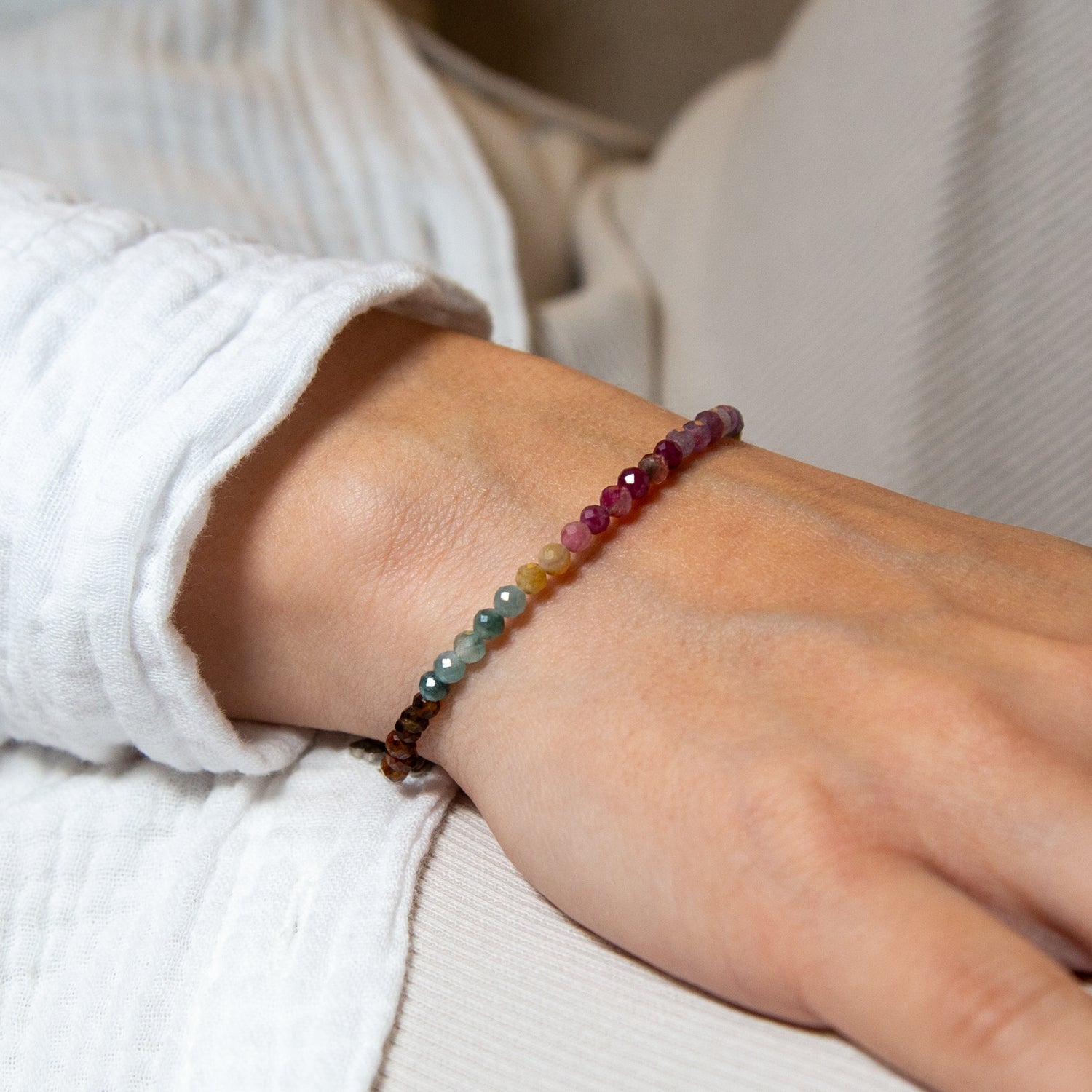 Turmalin Armband facettiert 3mm- Oktober Birthstone - BONES & BUDDHAS