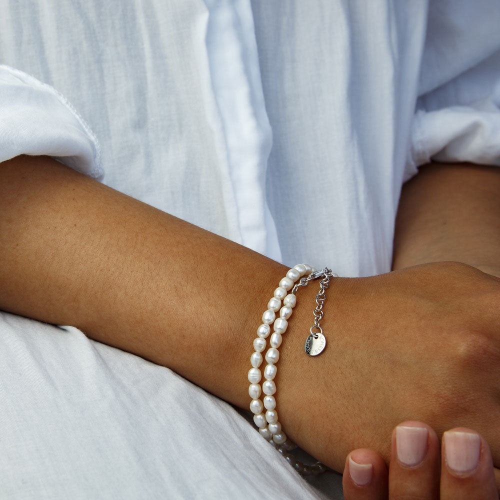 White Pearl Choker Halskette / Armband - BONES & BUDDHAS