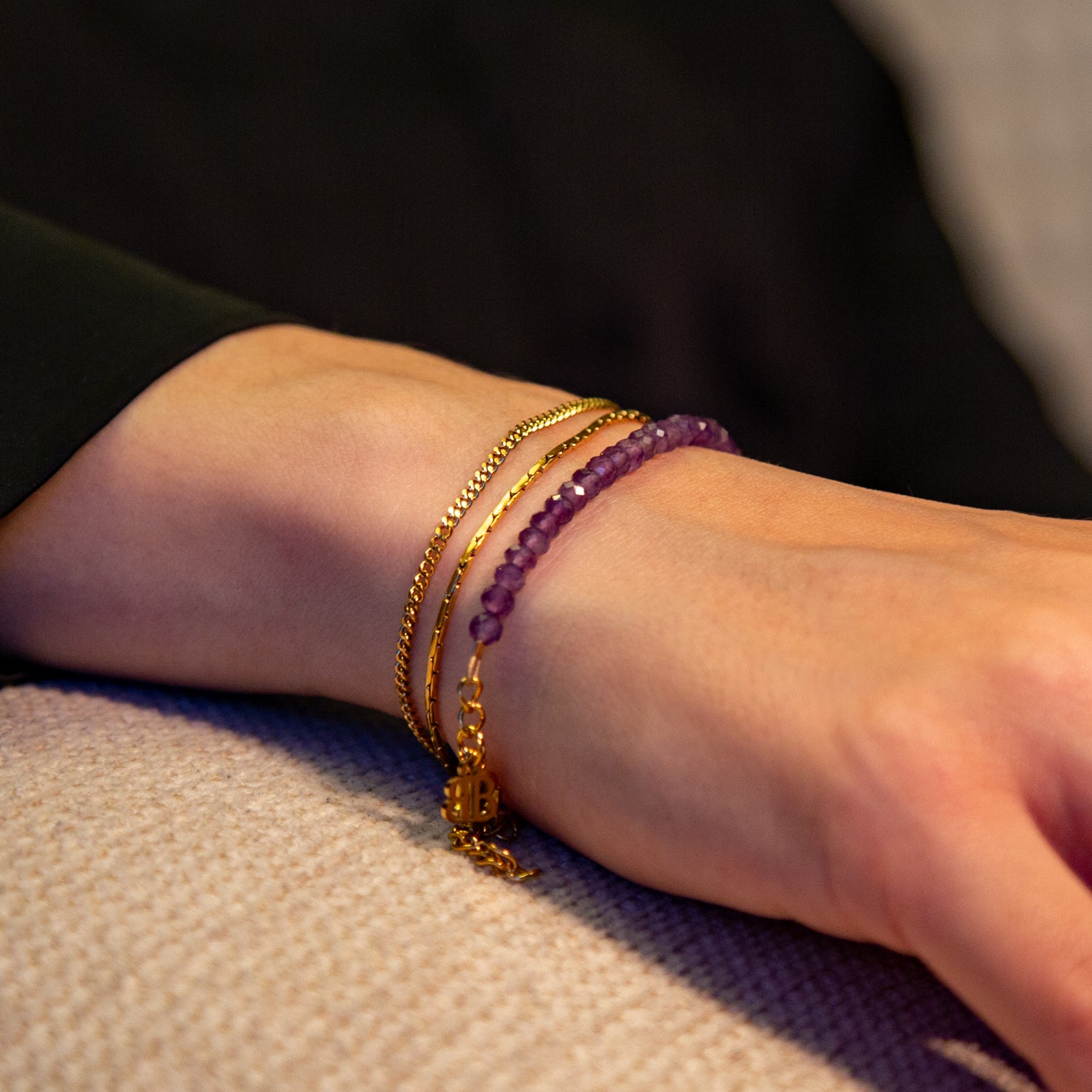 AMETHYST ARMBAND FACETTIERT 3MM - SET 2 DAMEN