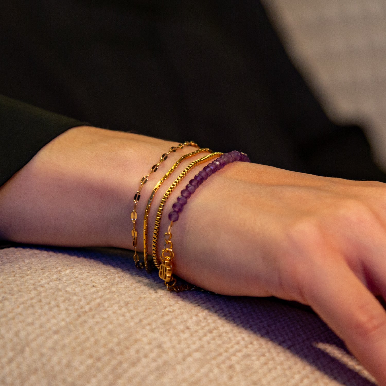 AMETHYST ARMBAND FACETTIERT 3MM - SET 3 DAMEN