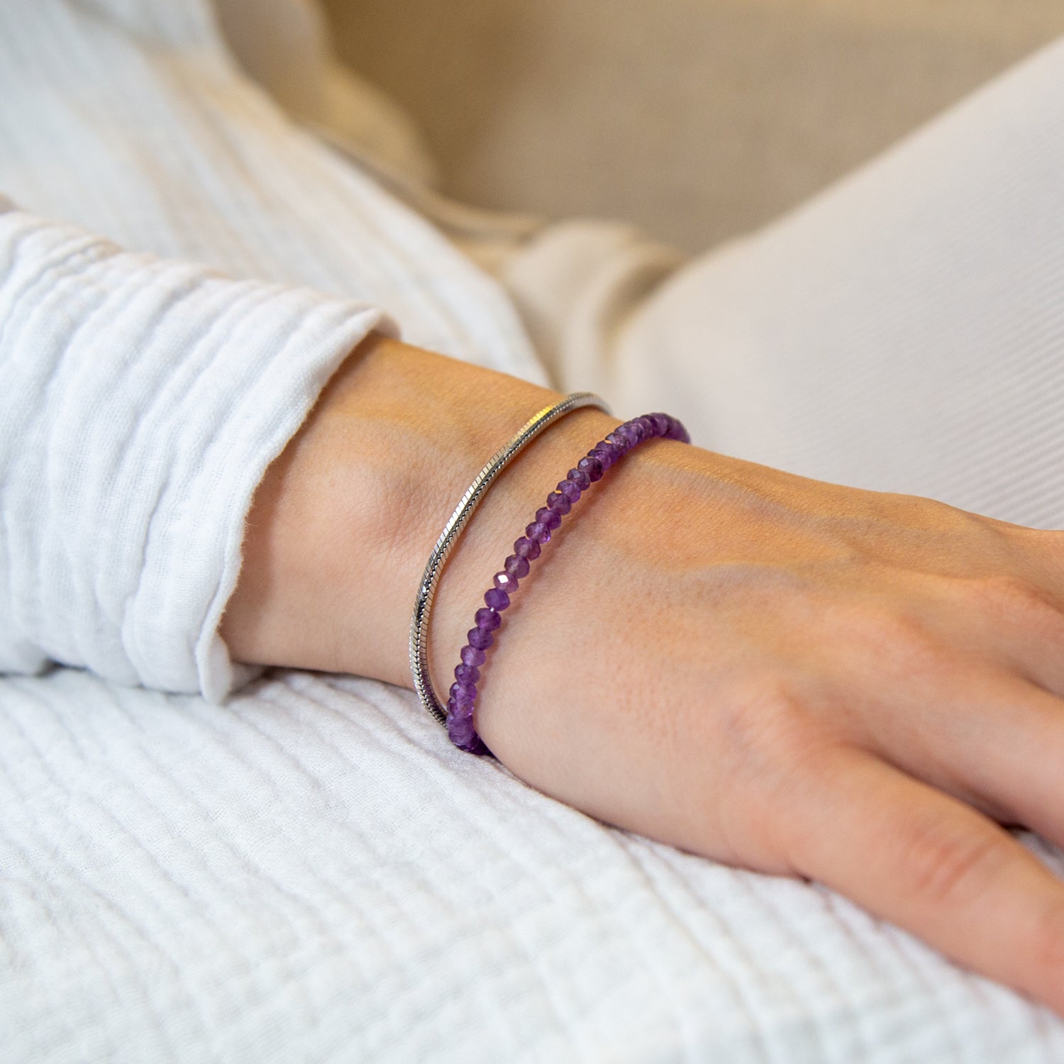 AMETHYST ARMBAND FACETTIERT 3MM - SET 1 DAMEN