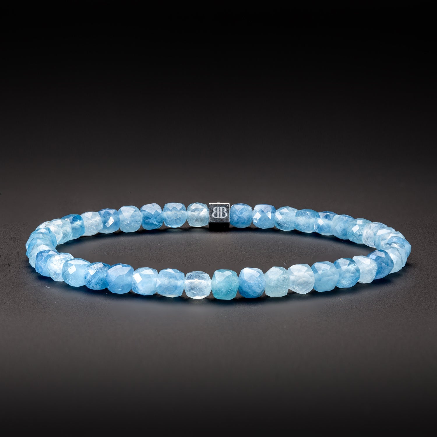AQUAMARINE CUBE ARMBAND FACETTIERT 4MM - SET 2 HERREN