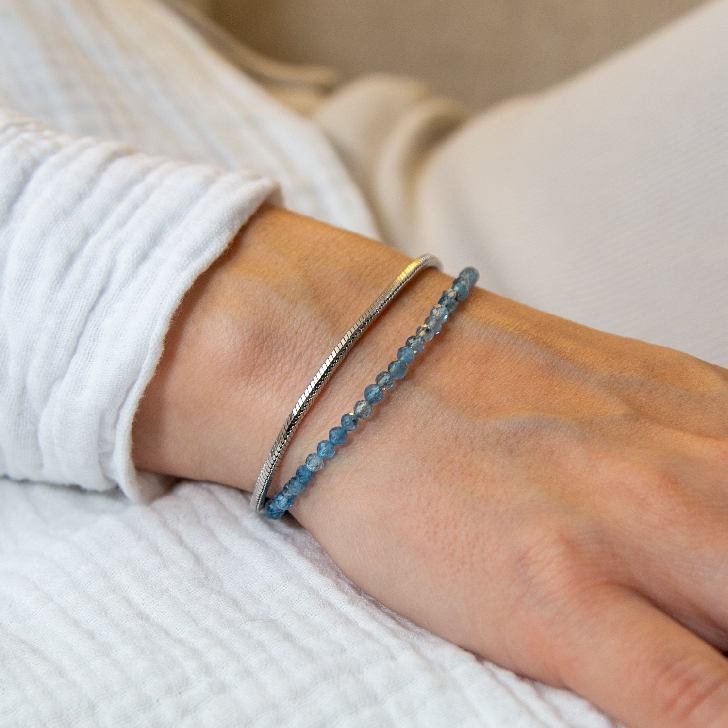 AQUAMARINE ARMBAND FACETTIERT 3MM - SET 1 DAMEN