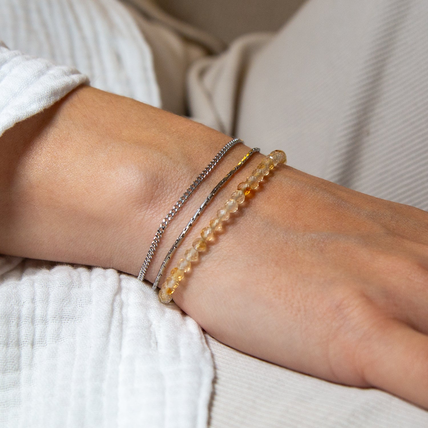 CITRIN ARMBAND FACETTIERT 3MM - SET 2 DAMEN