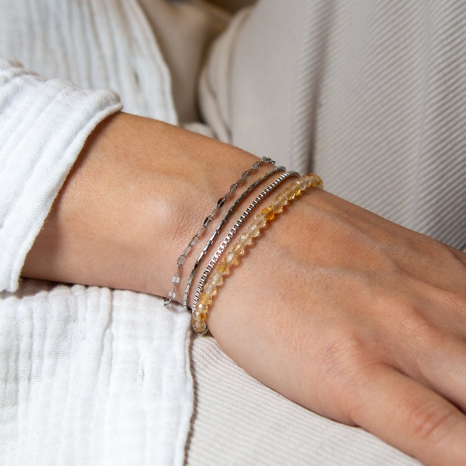CITRIN ARMBAND FACETTIERT 3MM - SET 3 DAMEN