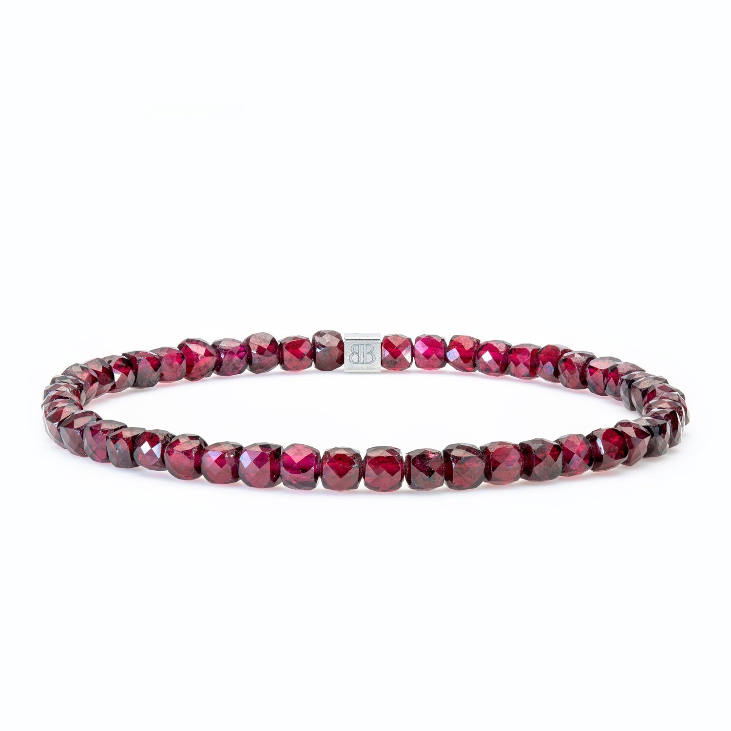 GRANAT CUBE ARMBAND FACETTIERT 4MM - SET 2 DAMEN