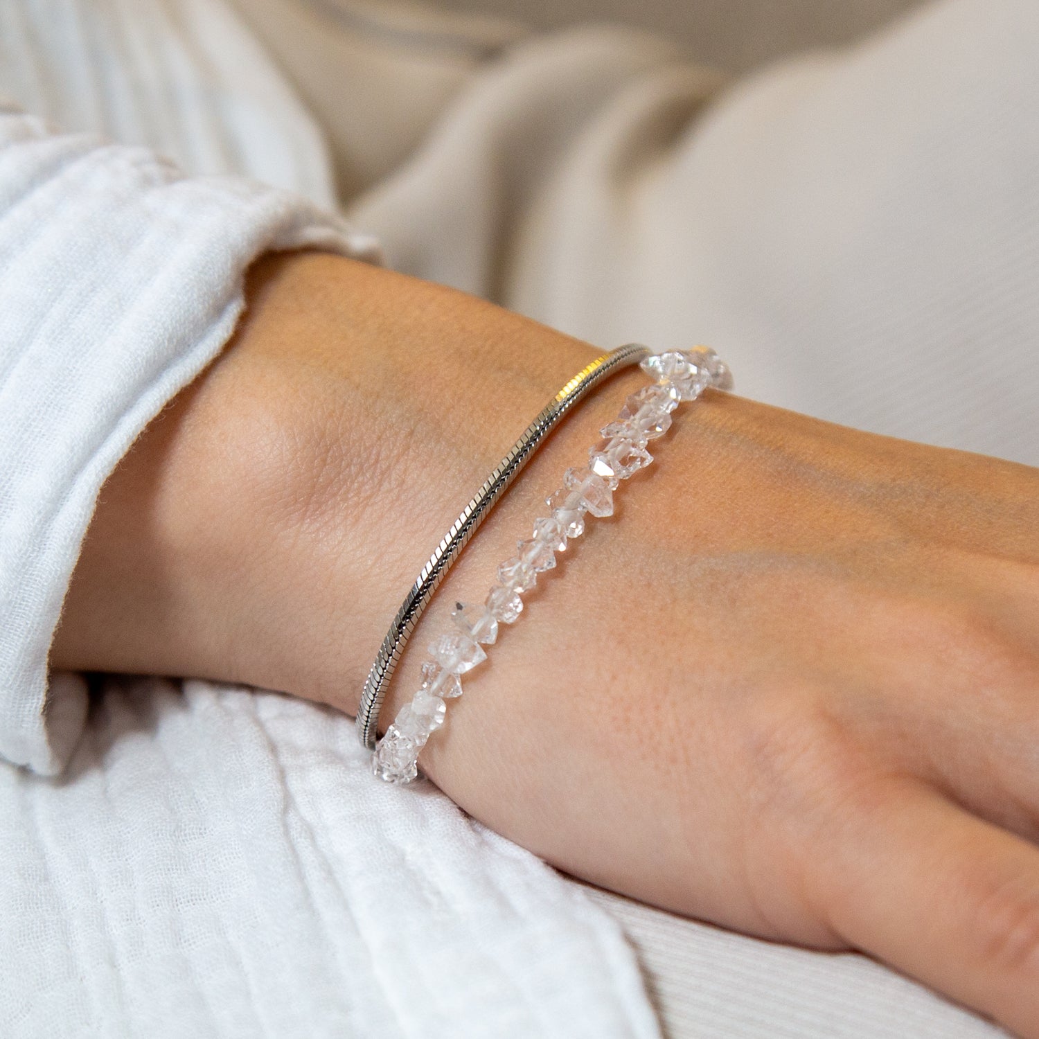 HERKIMER DIAMANT ARMBAND FACETTIERT 3MM - SET 1 DAMEN