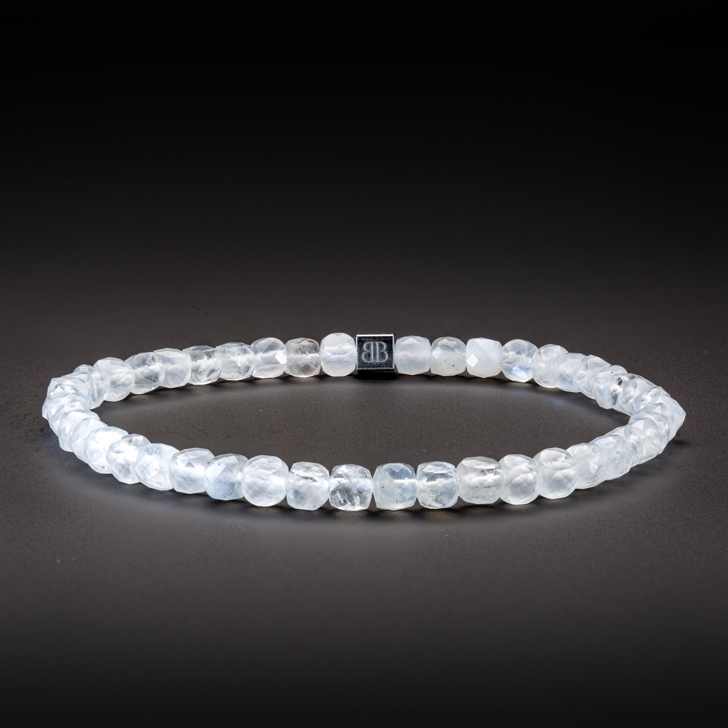 Mondstein und Hämatit matt Armband 4mm-Armband-Set
