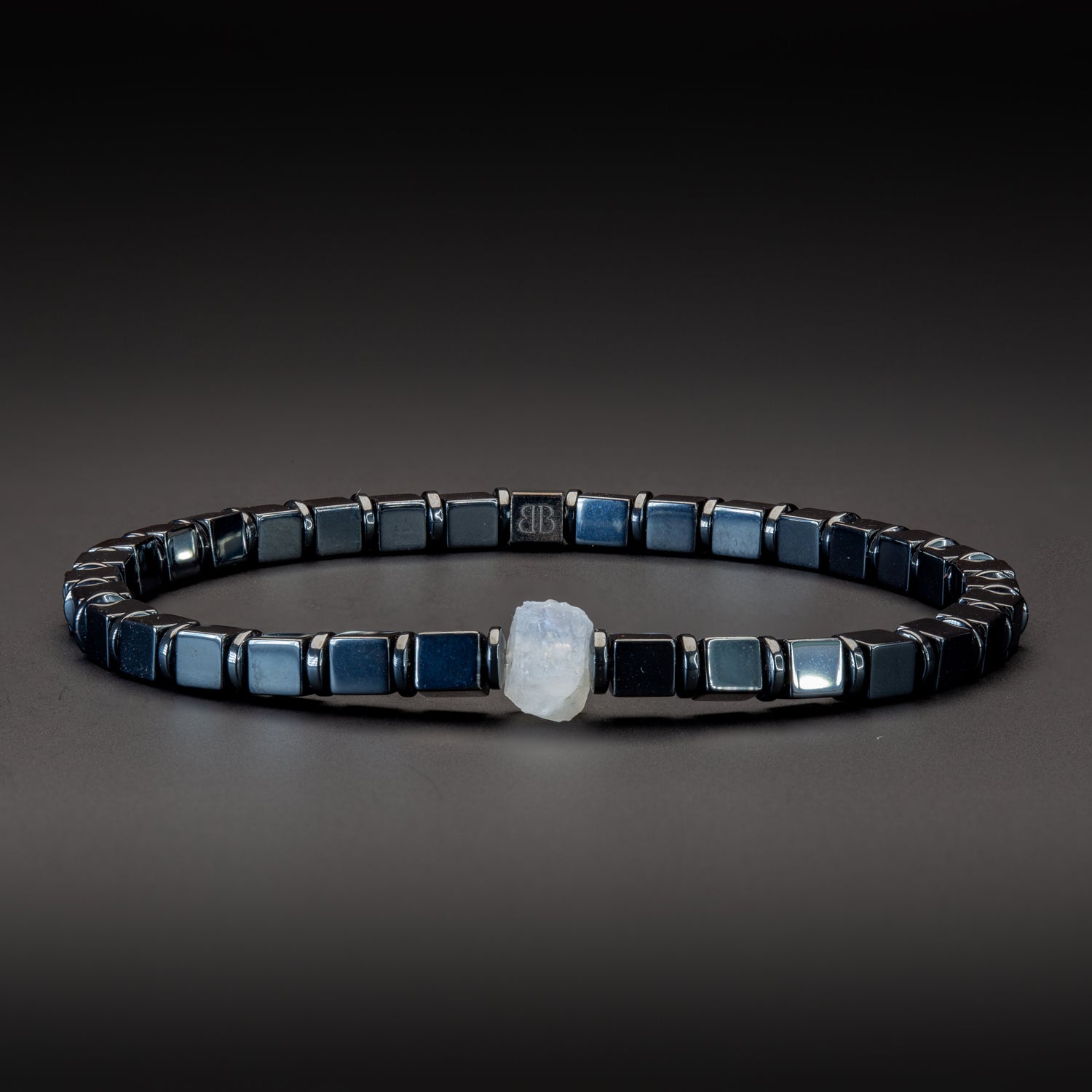 Moonstone und Hämatit glossy Armband 4mm- Juni Birthstone