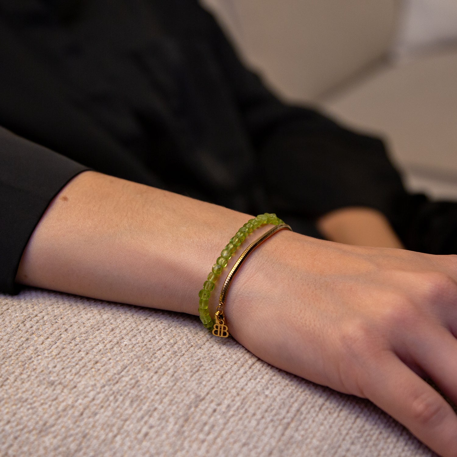 PERIDOT CUBE ARMBAND FACETTIERT 4MM - SET 1 DAMEN