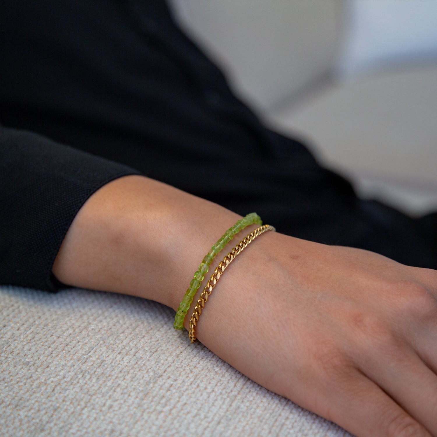 PERIDOT CUBE ARMBAND FACETTIERT 4MM - SET 1 HERREN