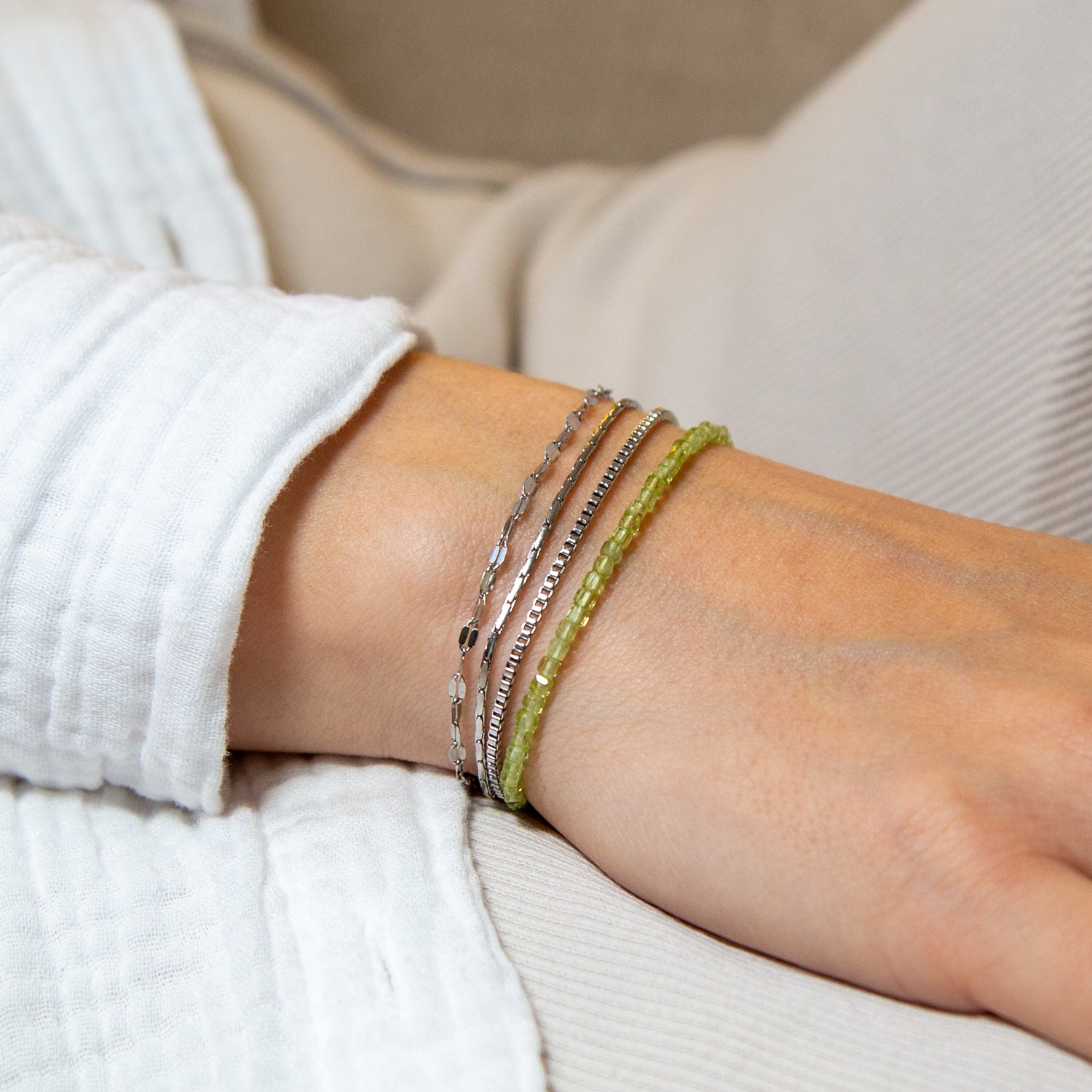 PERIDOT ARMBAND FACETTIERT 2MM - SET 3 DAMEN