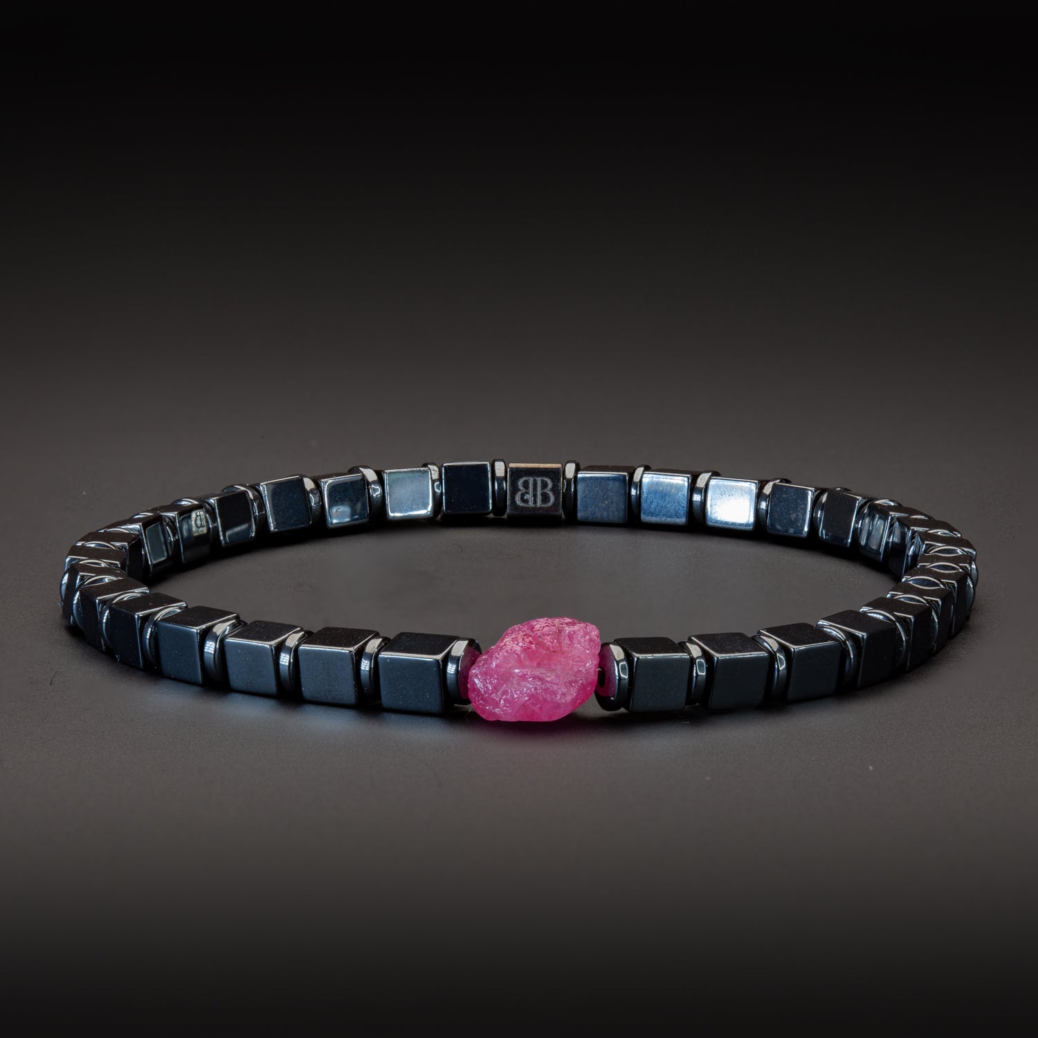 Rubin und Hämatit glossy Armband 4mm- Juli Birthstone