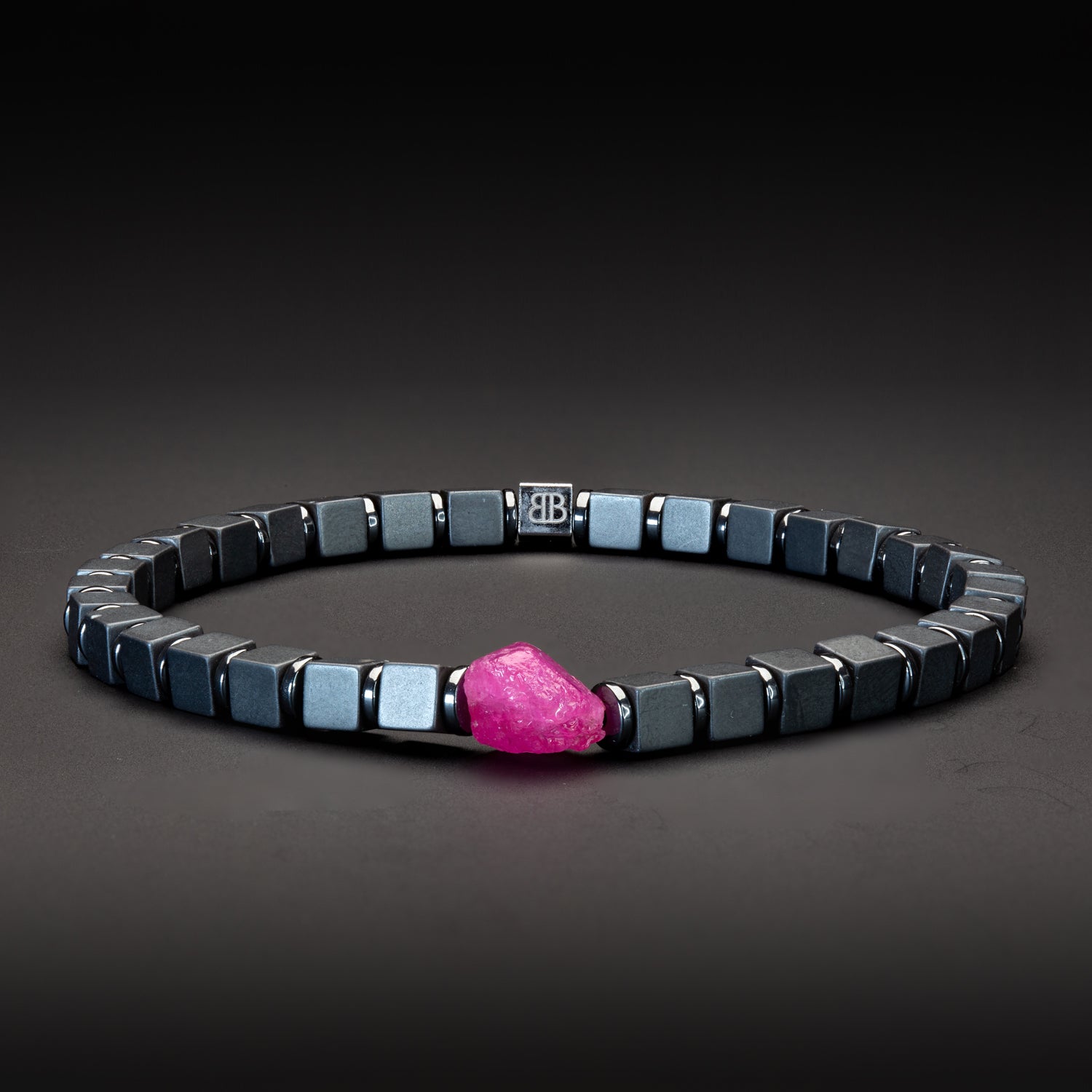 Rubin und Hämatit matt Armband 4mm- Juli Birthstone