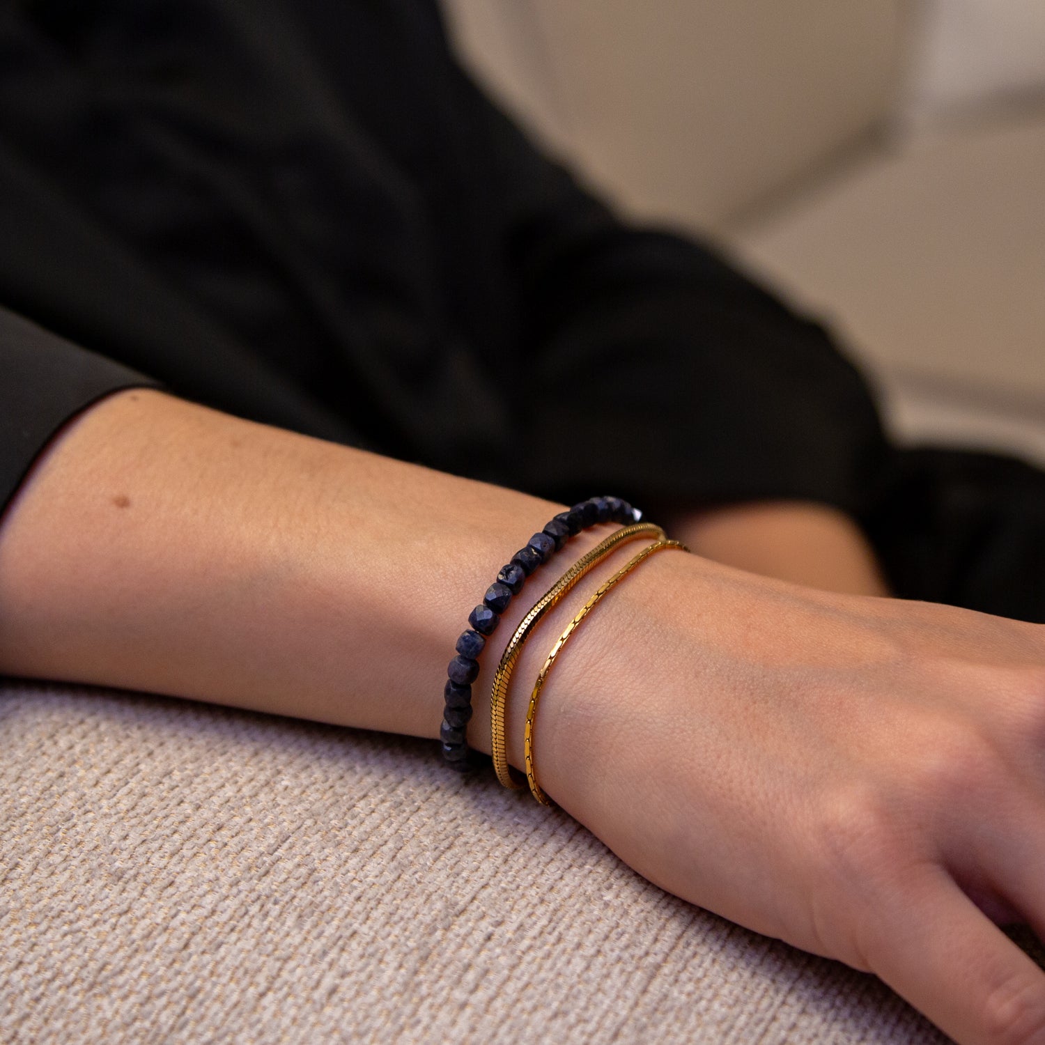 SAPHIR CUBE ARMBAND FACETTIERT 4MM - SET 2 DAMEN