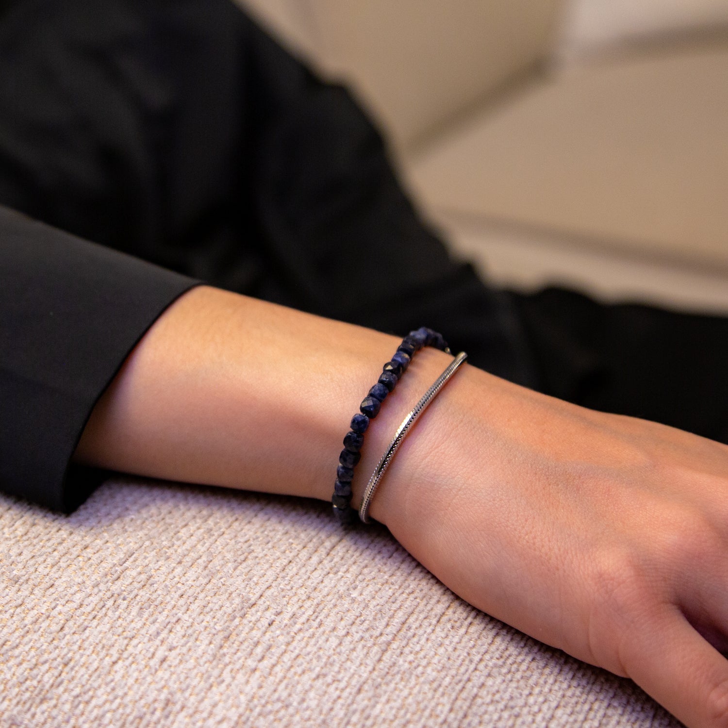 SAPHIR CUBE ARMBAND FACETTIERT 4MM - SET 1 DAMEN