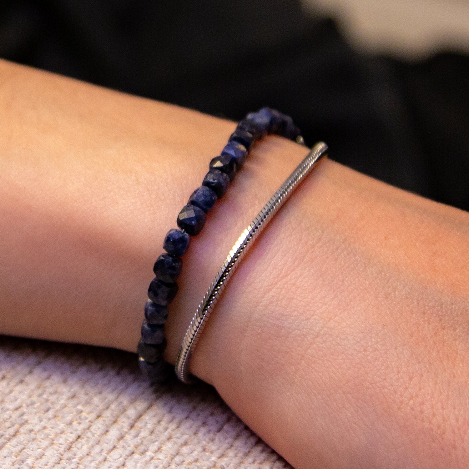 SAPHIR CUBE ARMBAND FACETTIERT 4MM - SET 1 DAMEN