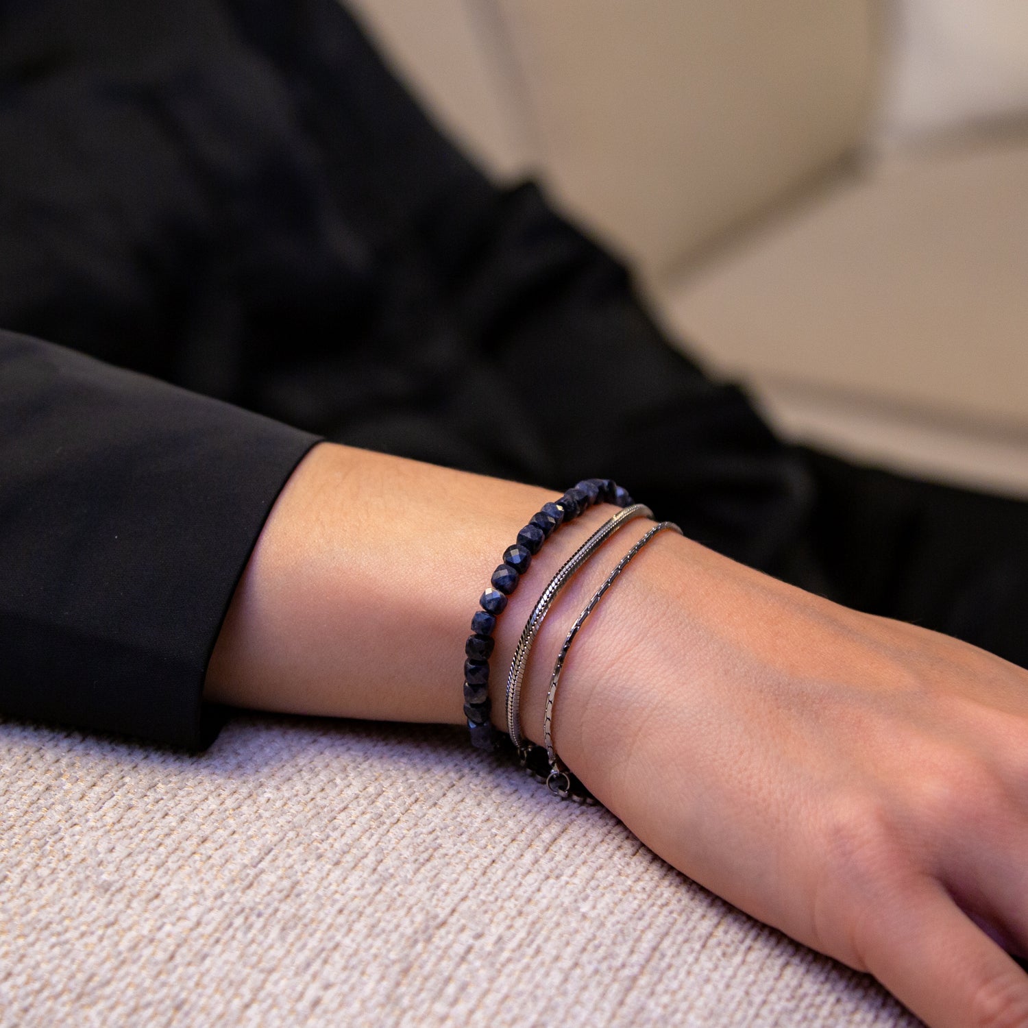 SAPHIR CUBE ARMBAND FACETTIERT 4MM - SET 2 DAMEN