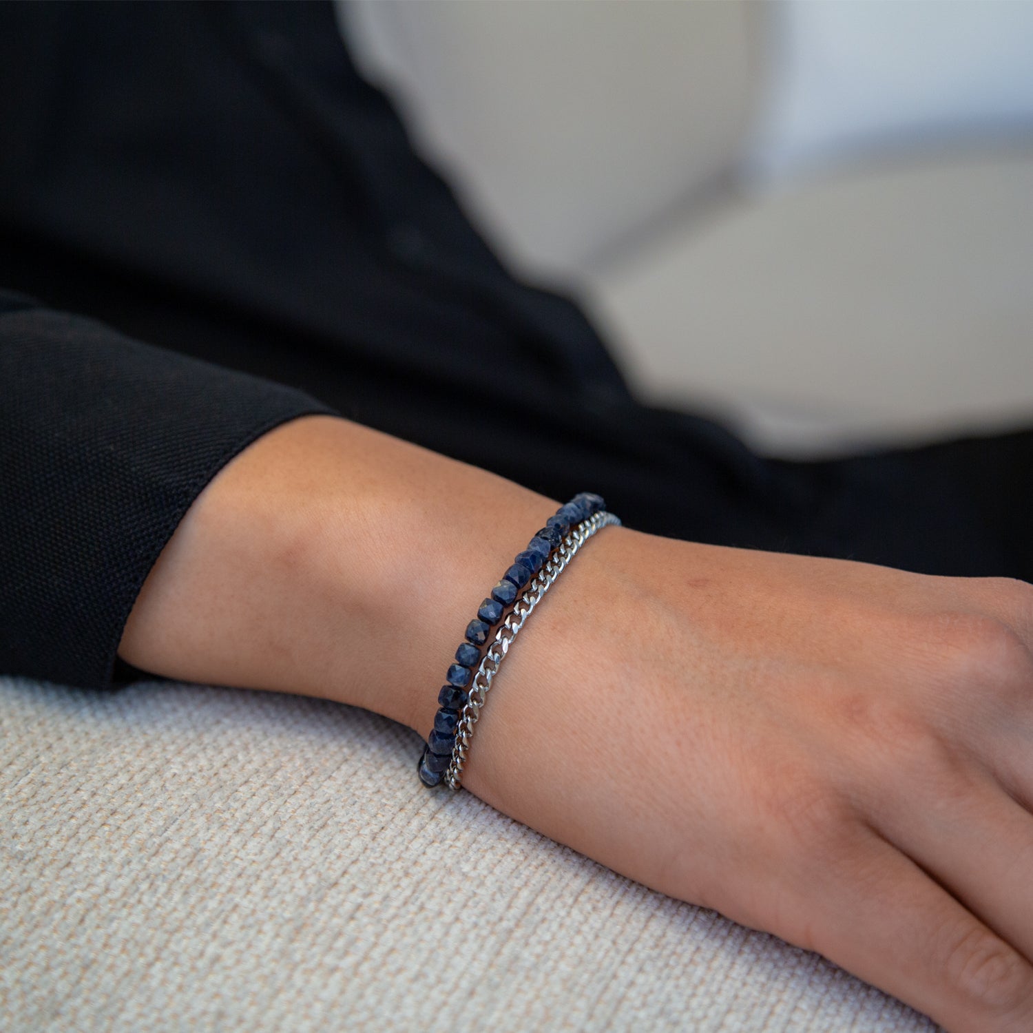 SAPHIR CUBE ARMBAND FACETTIERT 4MM - SET 1 HERREN