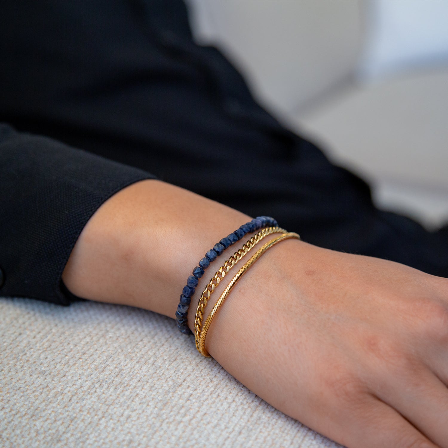 SAPHIR CUBE ARMBAND FACETTIERT 4MM - SET 2 HERREN