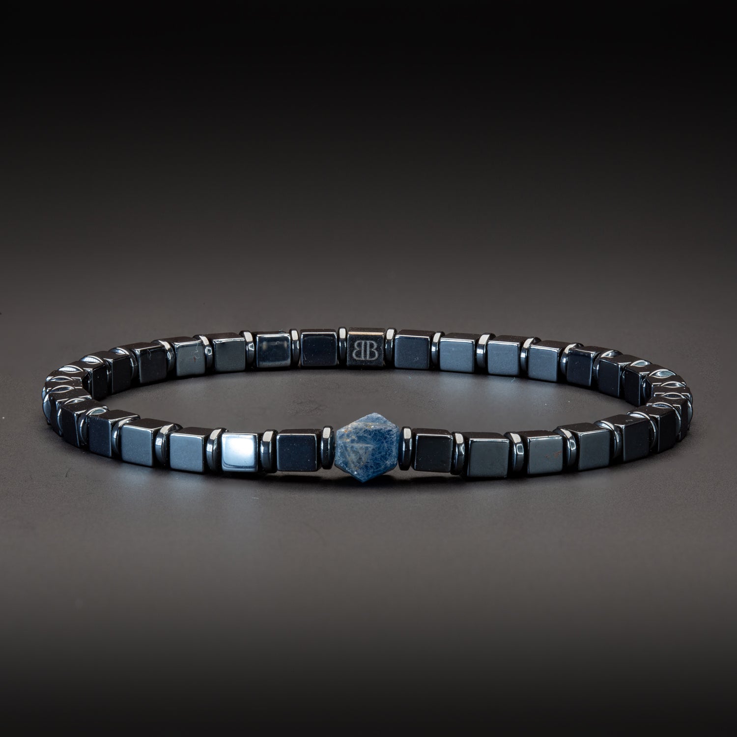 Saphir und Hämatit glossy Armband 4mm- September Birthstone