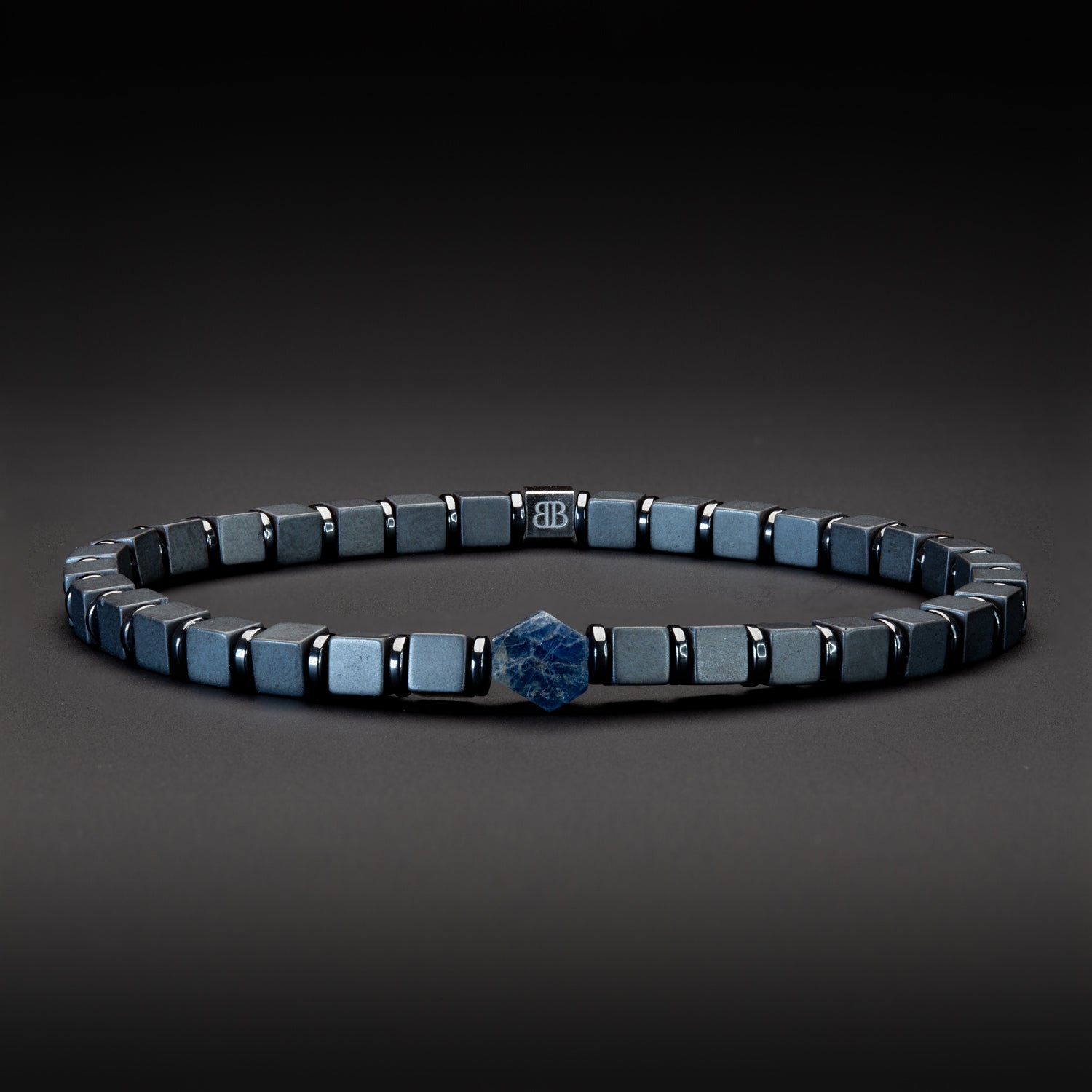 Saphir und Hämatit matt Armband 4mm- September Birthstone