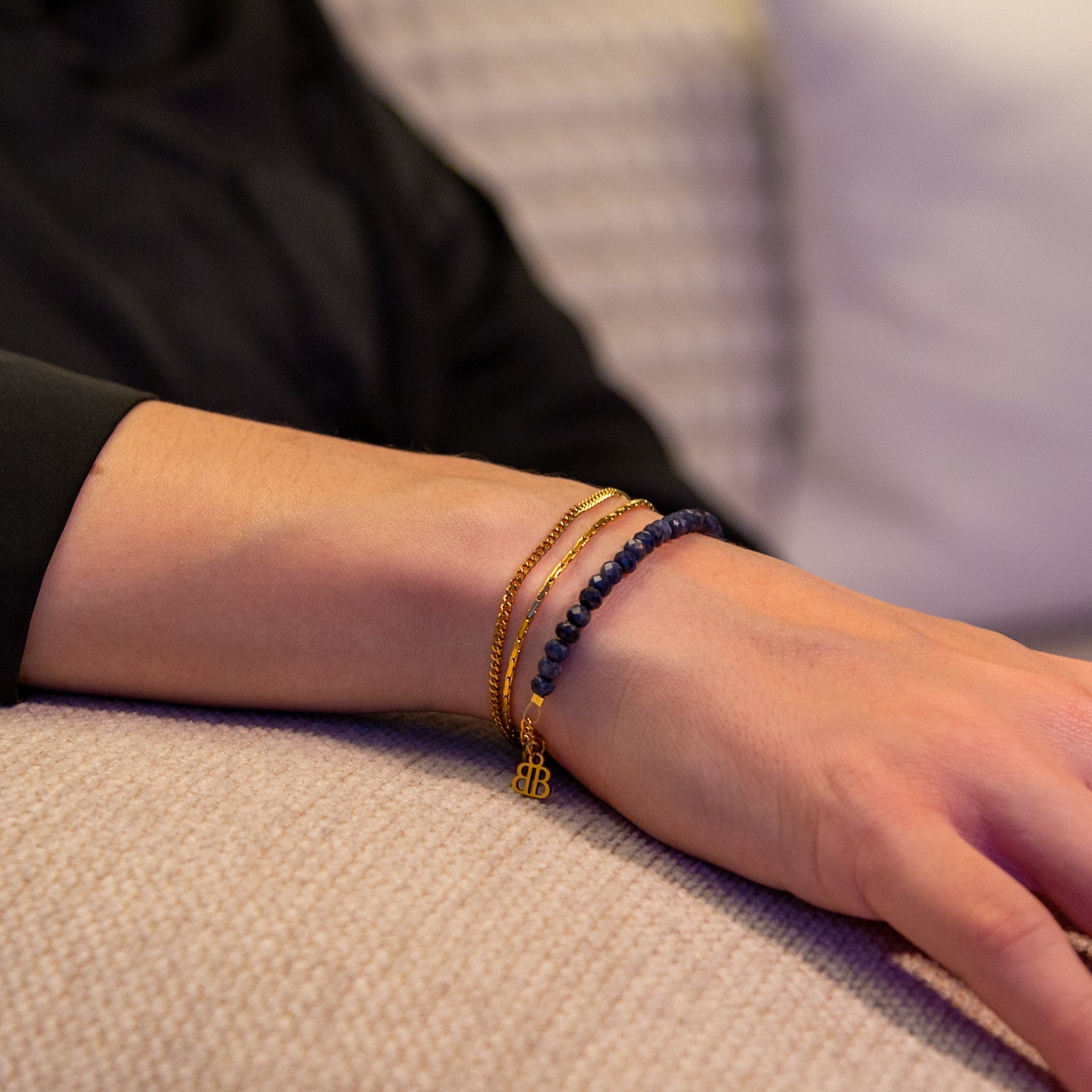 SAPHIR ARMBAND FACETTIERT 3MM - SET 2 DAMEN