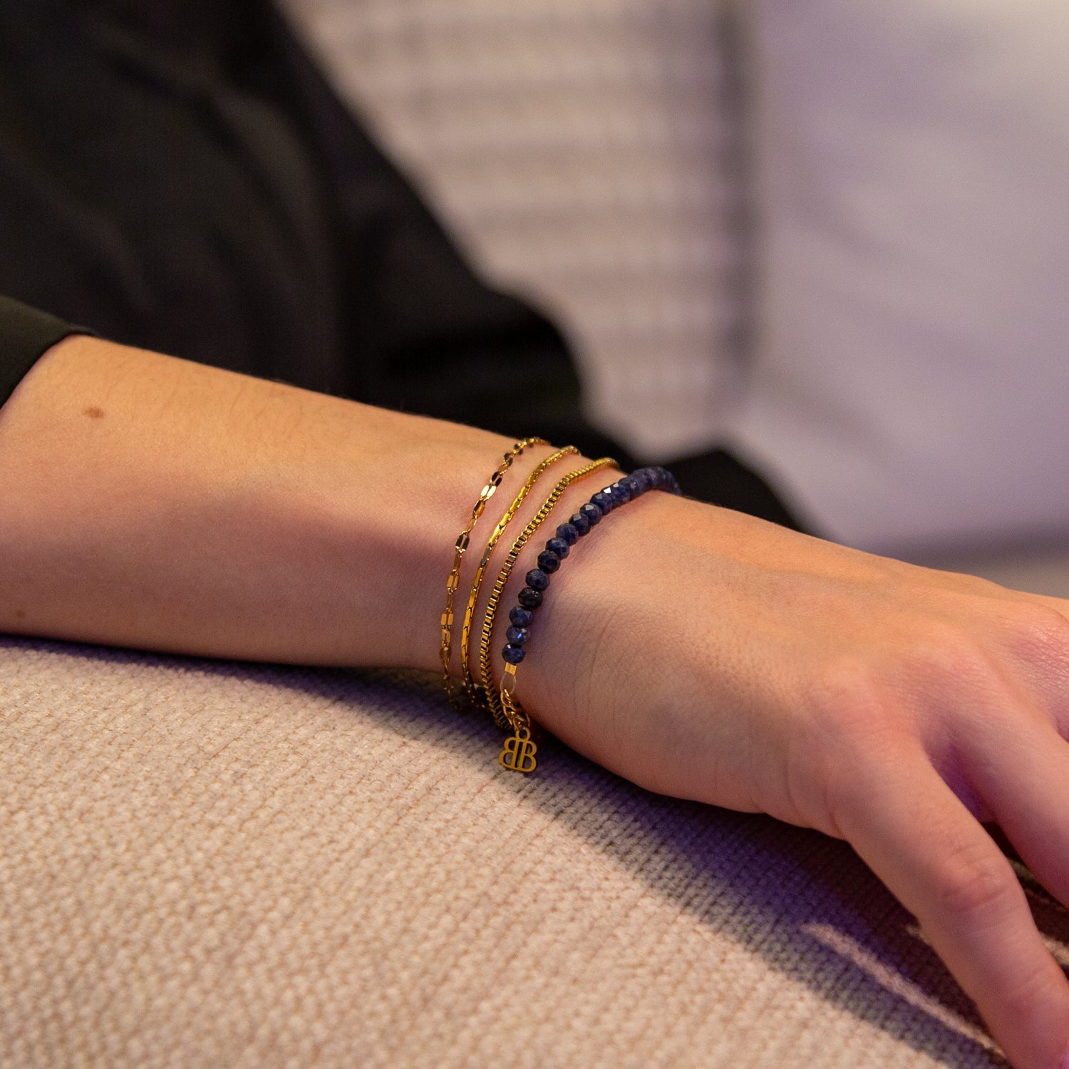SAPHIR ARMBAND FACETTIERT 3MM - SET 3 DAMEN