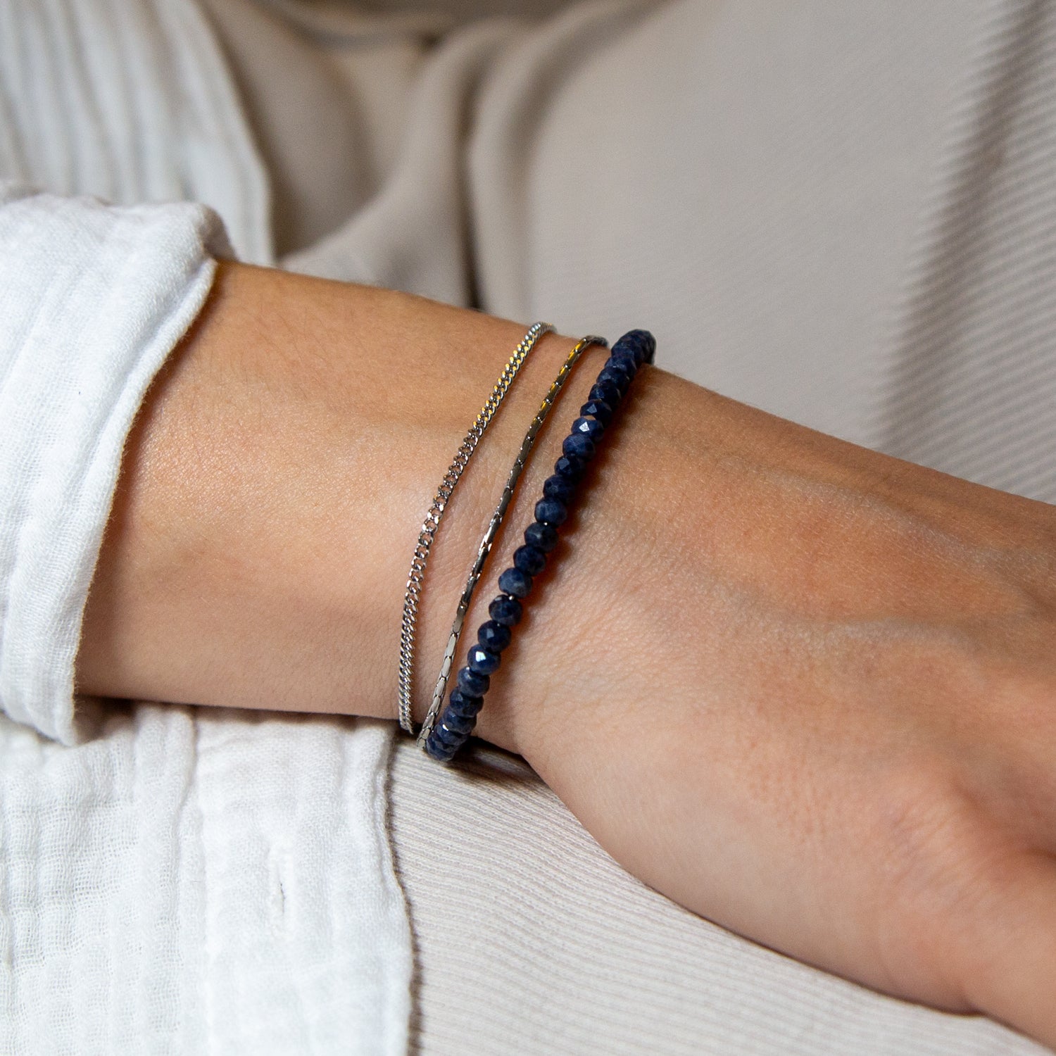 SAPHIR ARMBAND FACETTIERT 3MM - SET 2 DAMEN
