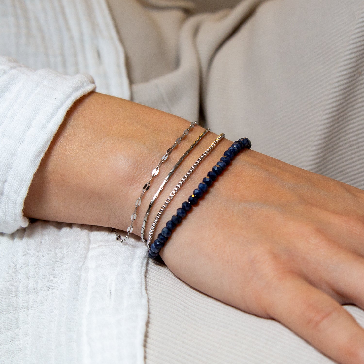 SAPHIR ARMBAND FACETTIERT 3MM - SET 3 DAMEN