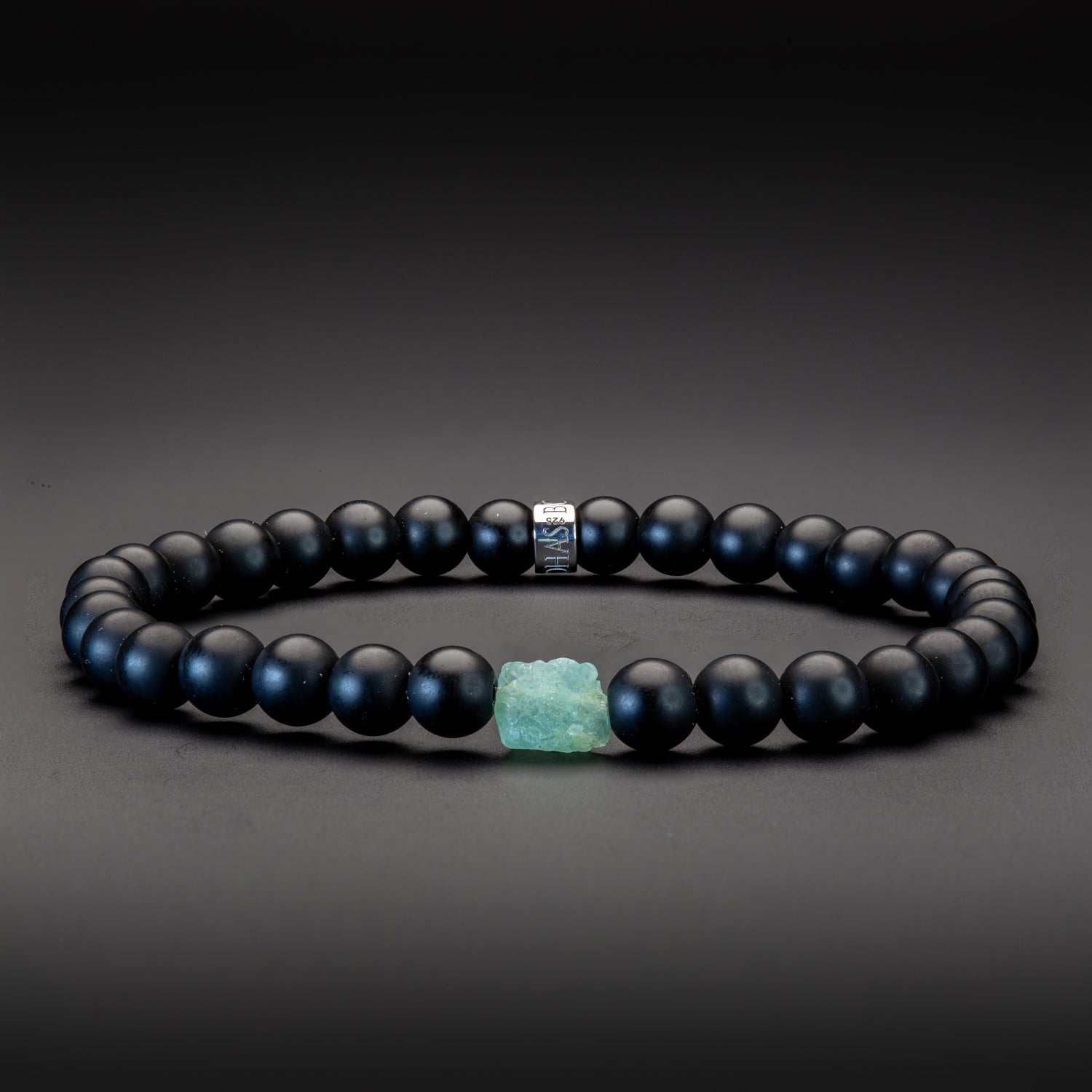 Smaragd und Black Onyx matt Armband 6mm- Mai Birthstone