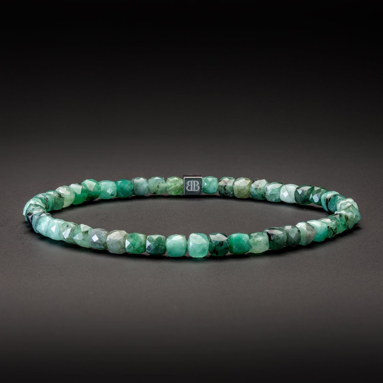 Smaragd und Hämatit matt Armband 4mm-Armband-Set