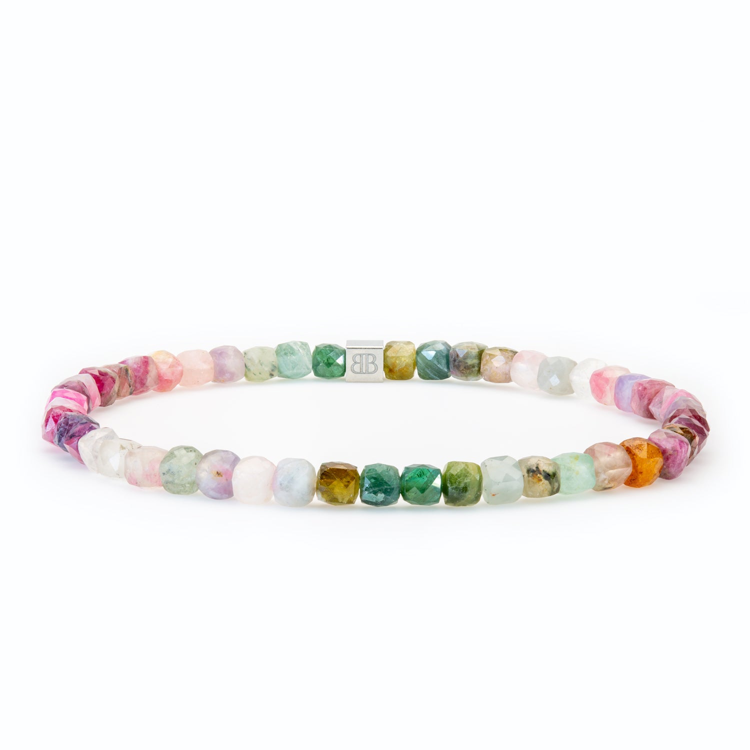Pink Green Turmalin Cube Armband facettiert 4 mm