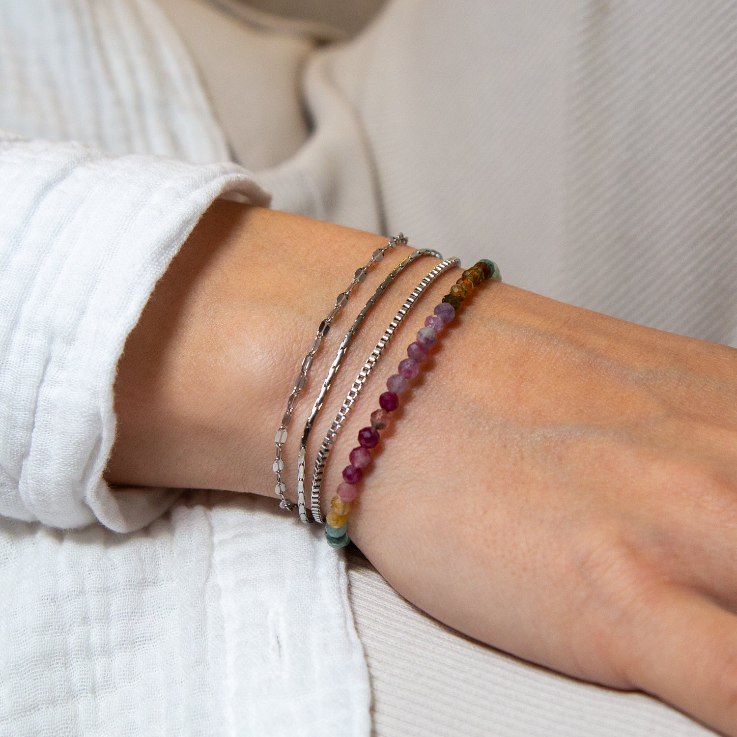 TURMALIN ARMBAND FACETTIERT 3MM - SET 3 DAMEN