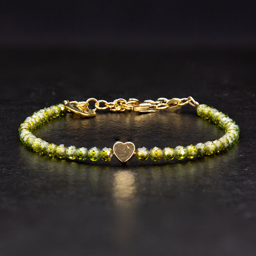 Zirkonia Armband Gold "Heart" facettiert 3mm - BONES & BUDDHAS