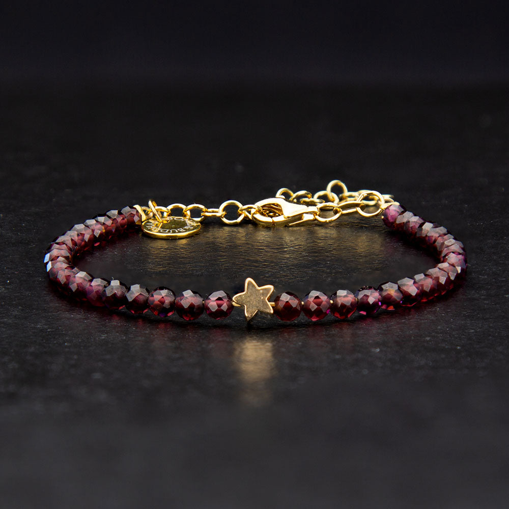 Granat Armband Gold "Star" facettiert 3mm - BONES & BUDDHAS