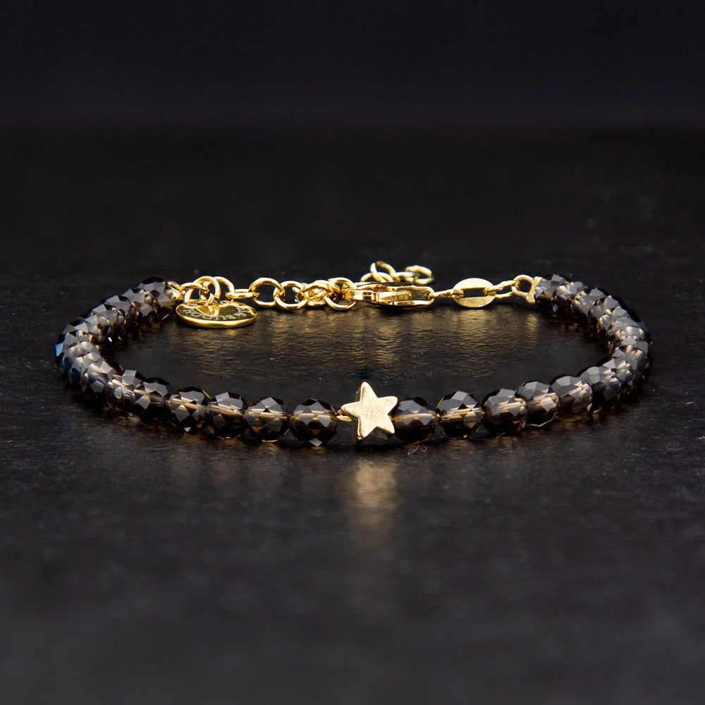 Rauchquarz Armband Gold "Star" facettiert 4mm - BONES & BUDDHAS