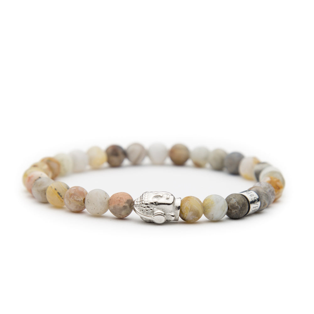 DJ BUDDHA Armband Bambusblatt Achat matt 6mm - BONES & BUDDHAS