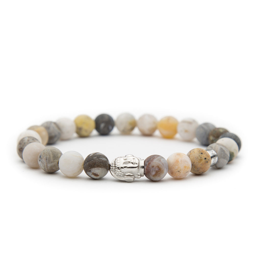 DJ BUDDHA Armband Bambusblatt Achat matt 8mm - BONES & BUDDHAS