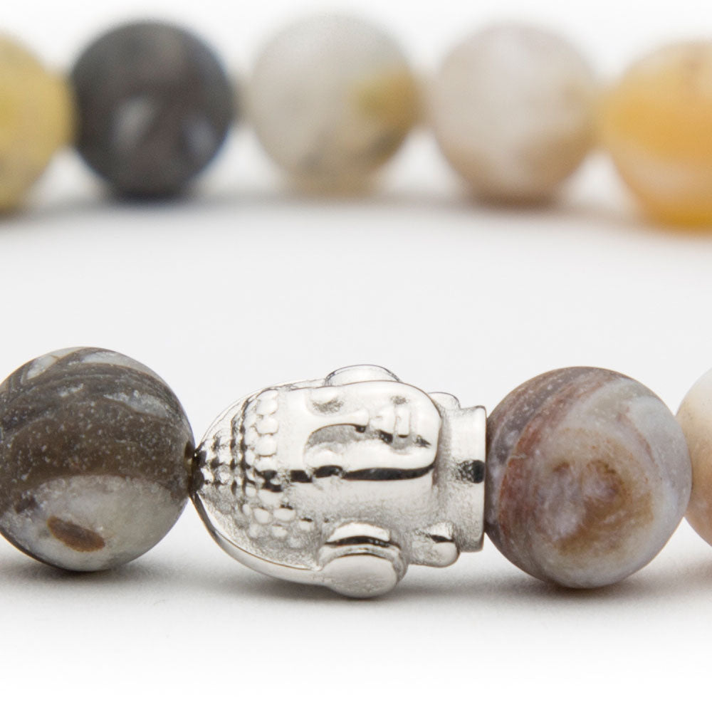 DJ BUDDHA Armband Bambusblatt Achat matt 8mm - BONES & BUDDHAS