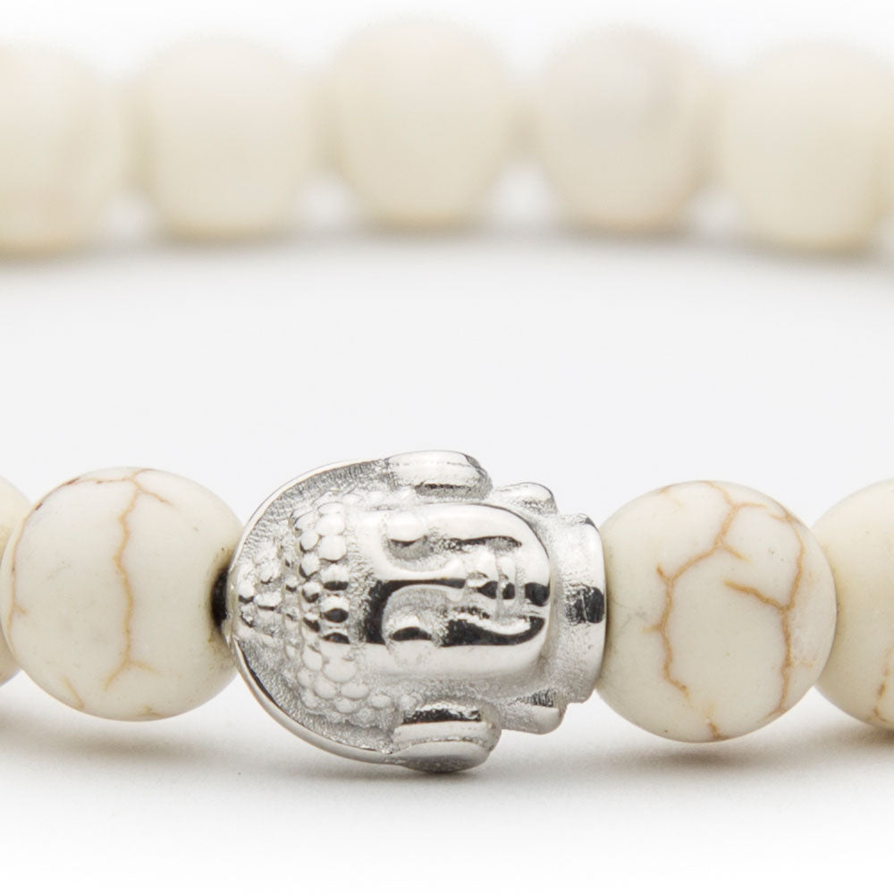 DJ BUDDHA Armband weisser Türkis 8mm - BONES & BUDDHAS