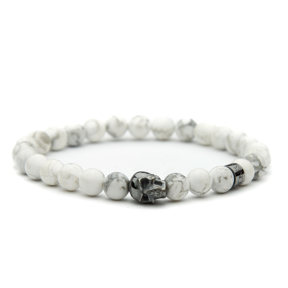 Totenkopf Armband White Howlith 6mm - BONES & BUDDHAS