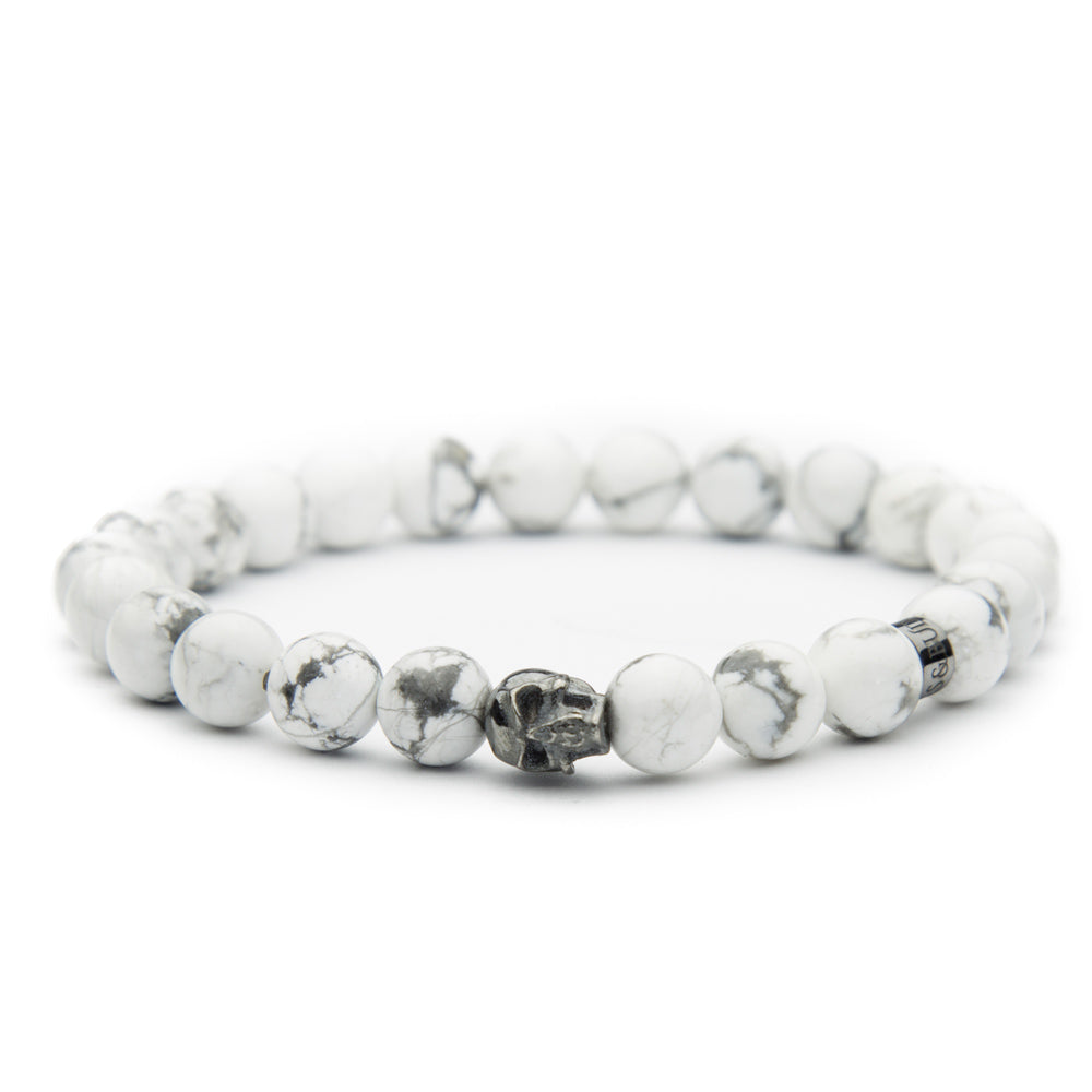 Totenkopf Armband White Howlith 8mm - BONES & BUDDHAS