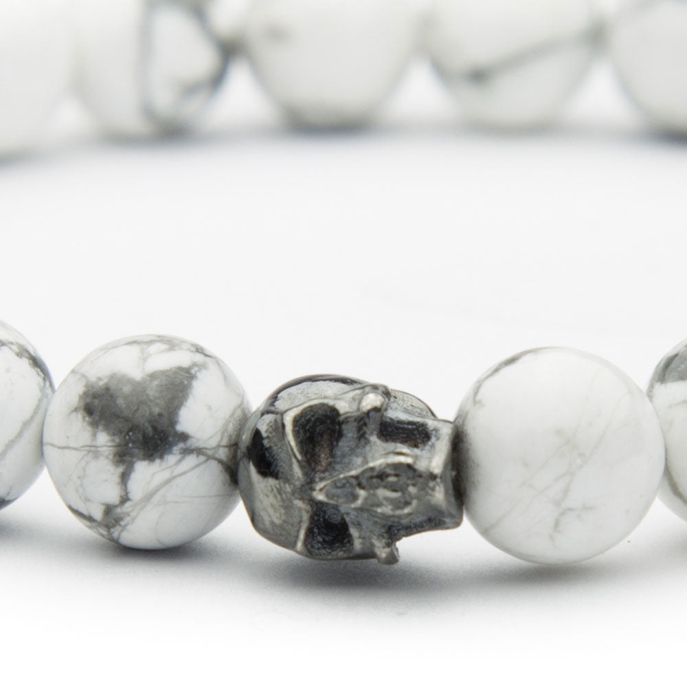 Totenkopf Armband White Howlith 8mm - BONES & BUDDHAS