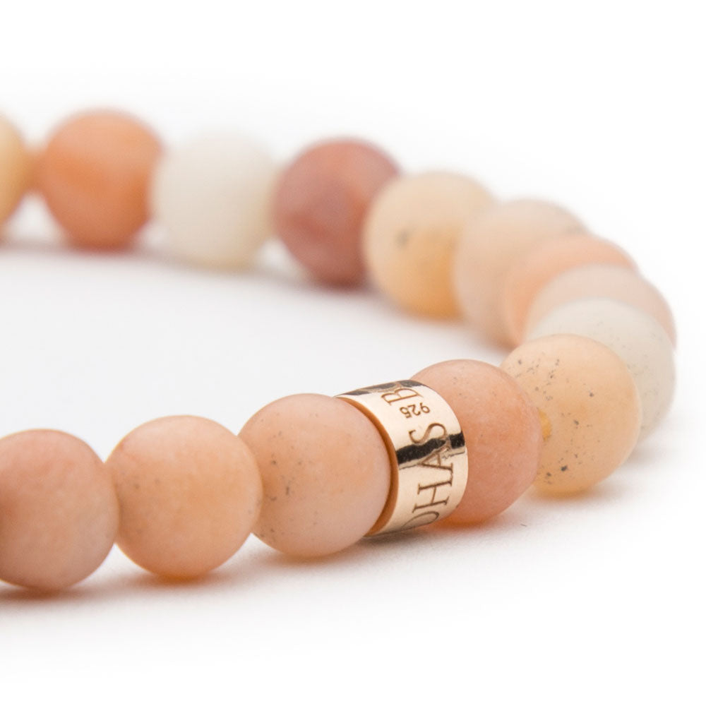 Totenkopf Armband Rosé Sunstone matt 6mm - BONES & BUDDHAS